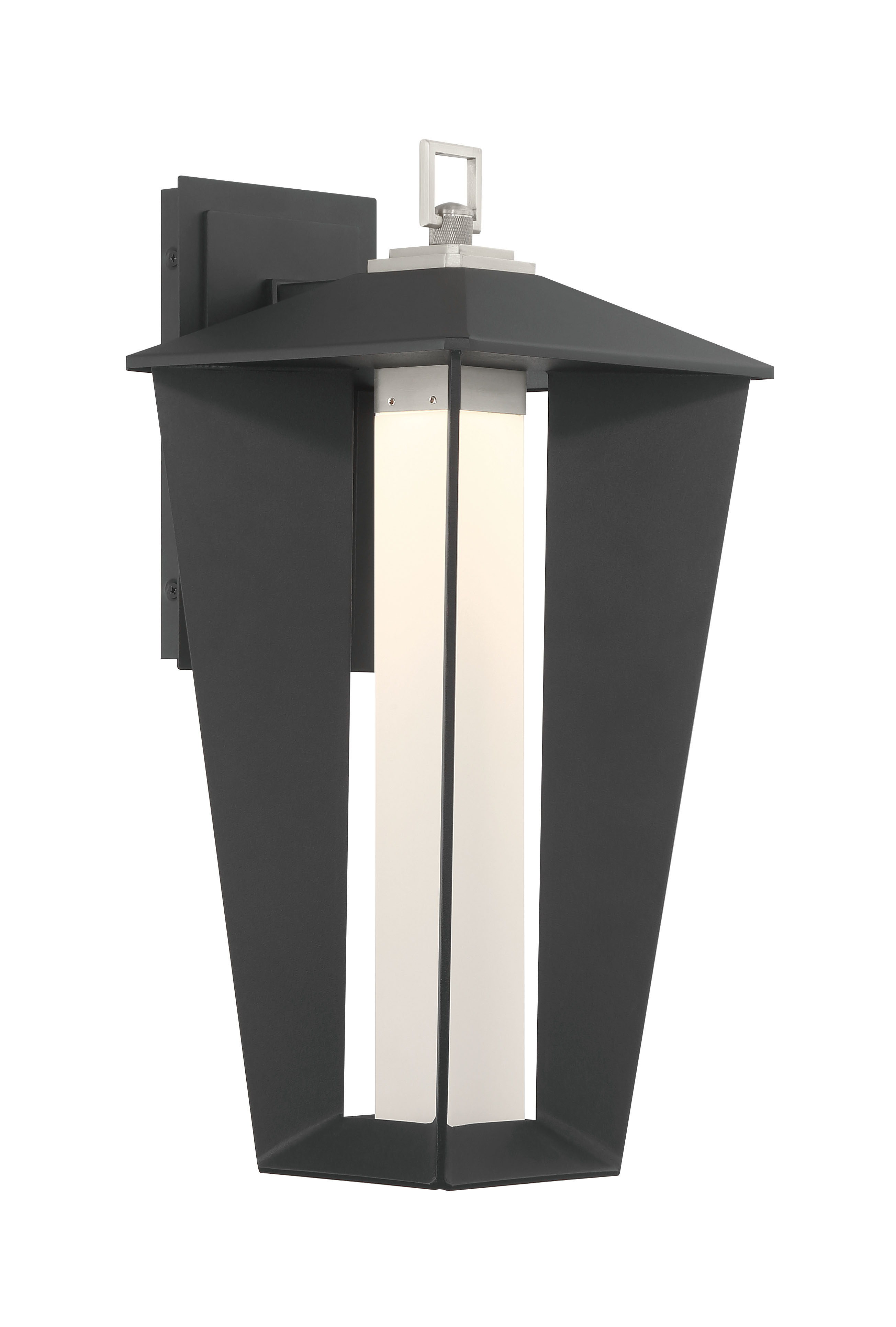 Andson outdoor wall sconce side view in Satin Nickel and Sand Black Mix