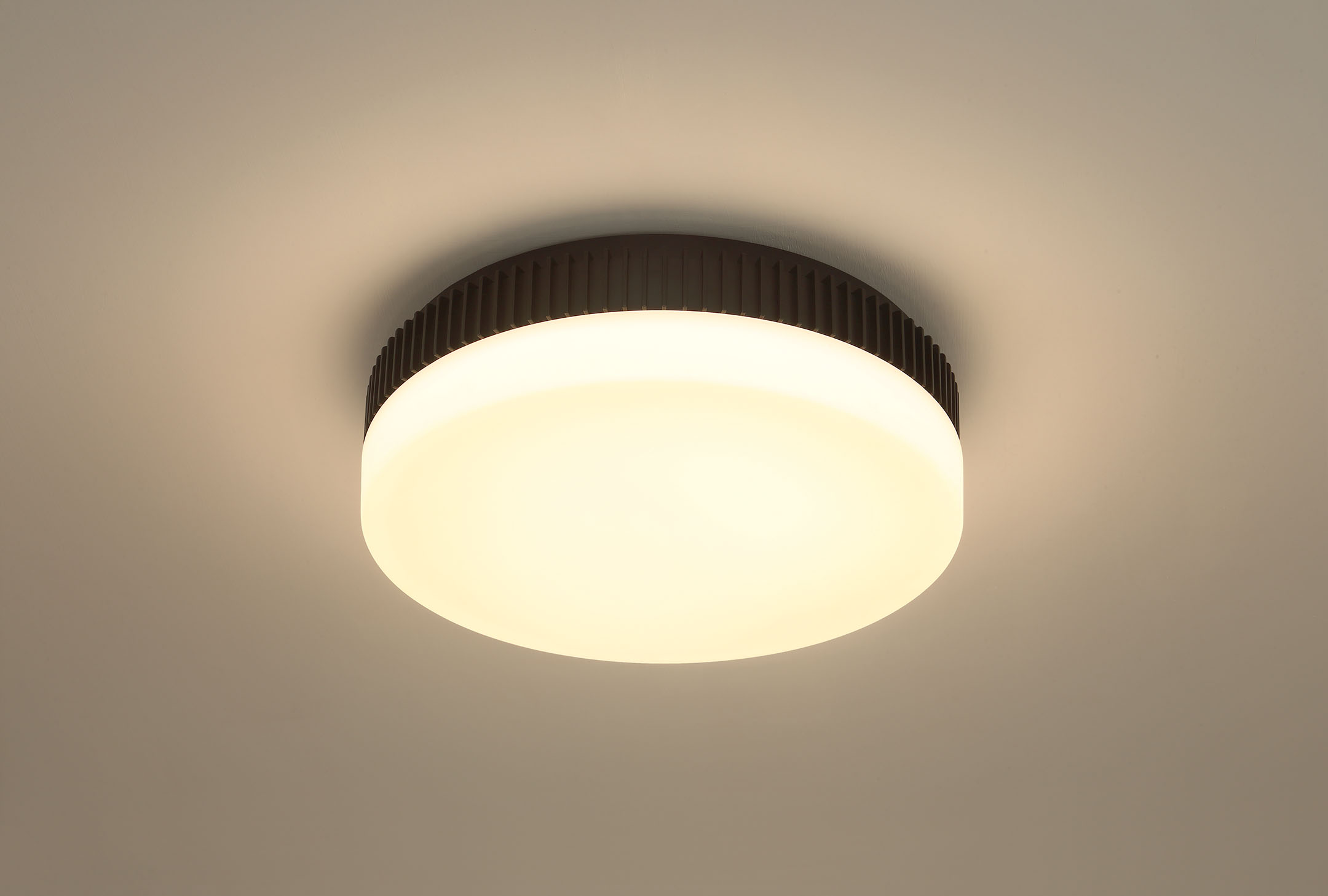 Purgos illuminated flush mount with opal glass diffuser