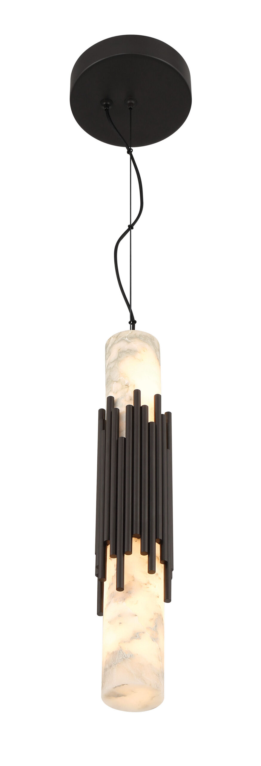 Venna Antique Brass metal rod and alabaster detail