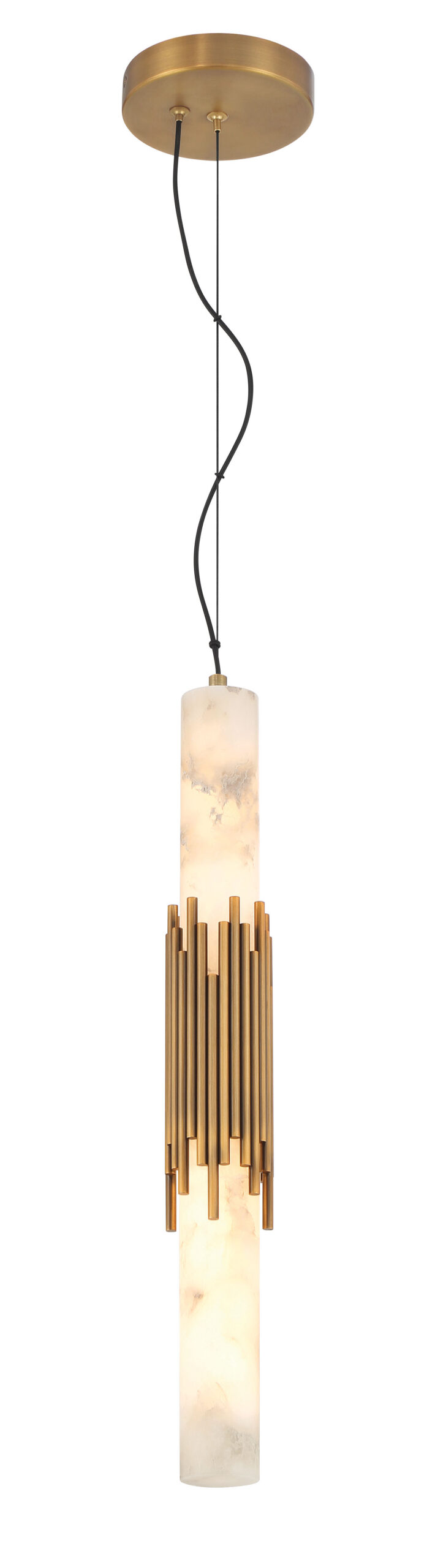 Venna 17 inch Antique Brass alabaster pendant illuminated