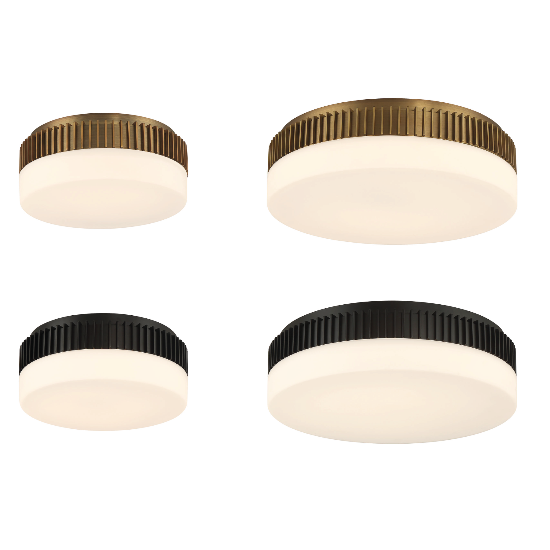 Purgos flush mount collection in two sizes and two finishes
