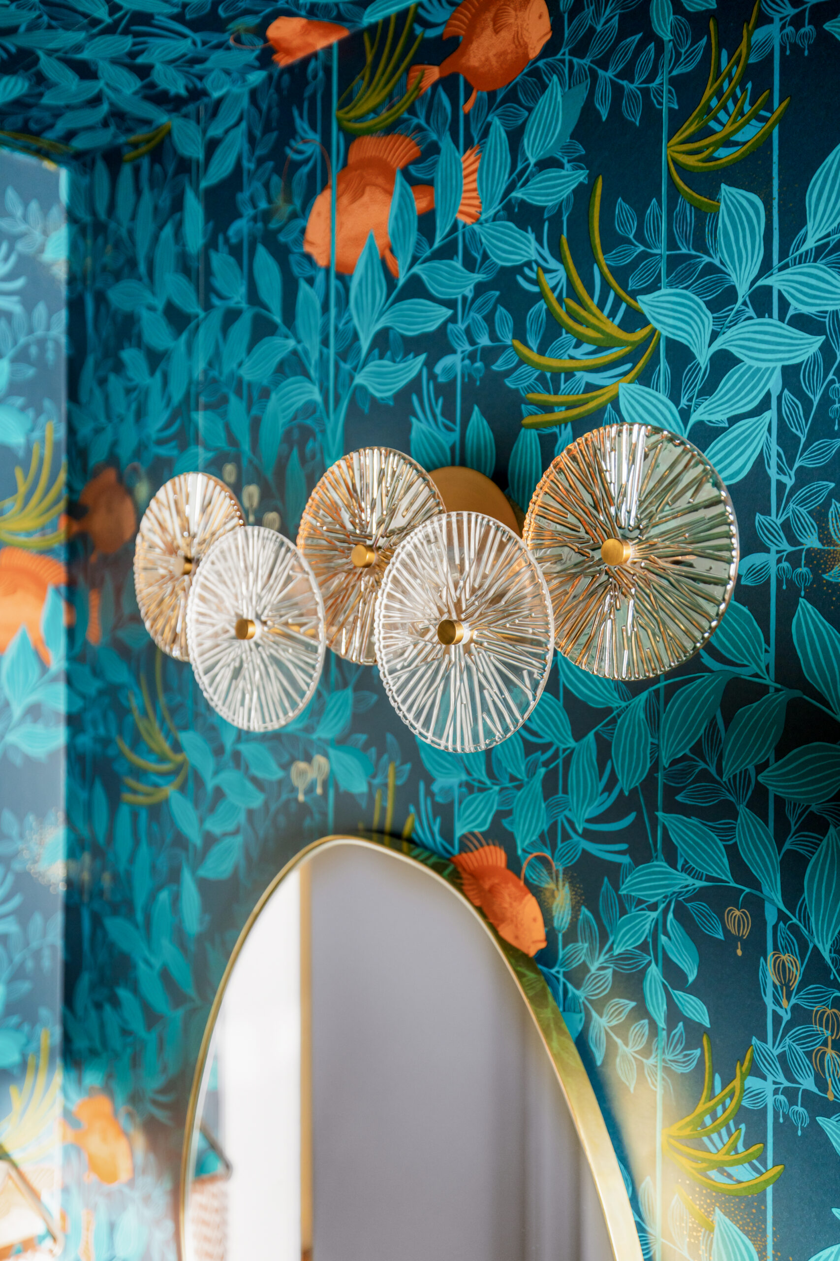 Sue-Anne Vanity Light with mirror in the Alameda Powder Room by Design With Refinement