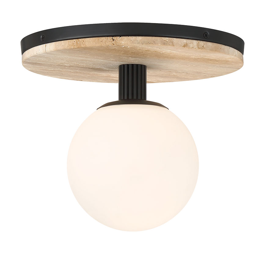 Carnagie Matte Black opal etched glass globe illuminated