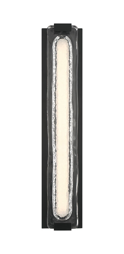 Hiltic 24-inch outdoor wall sconce illuminated through clear textured cast glass