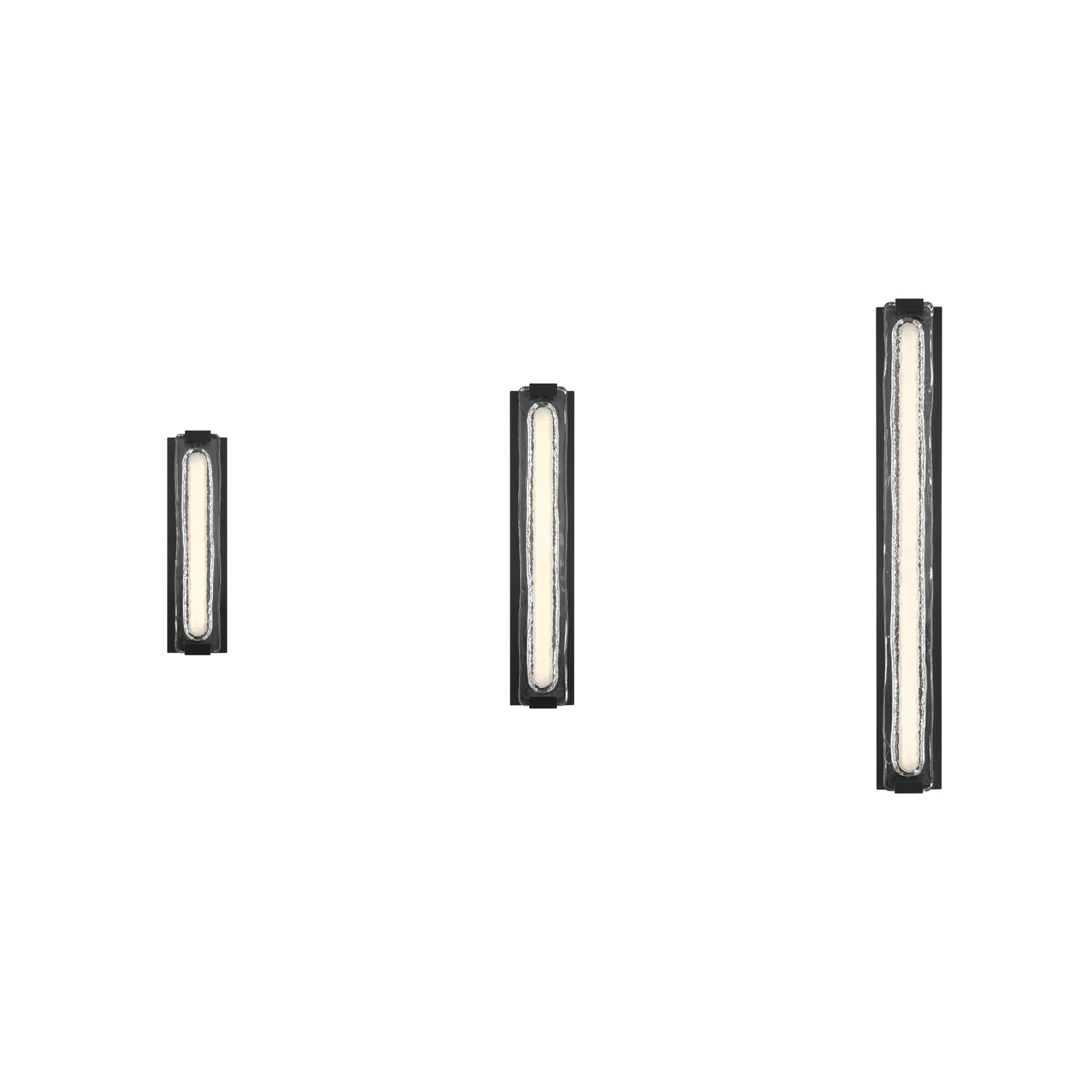 Hiltic 18-inch Matte Black outdoor wall sconce with illuminated clear textured cast glass