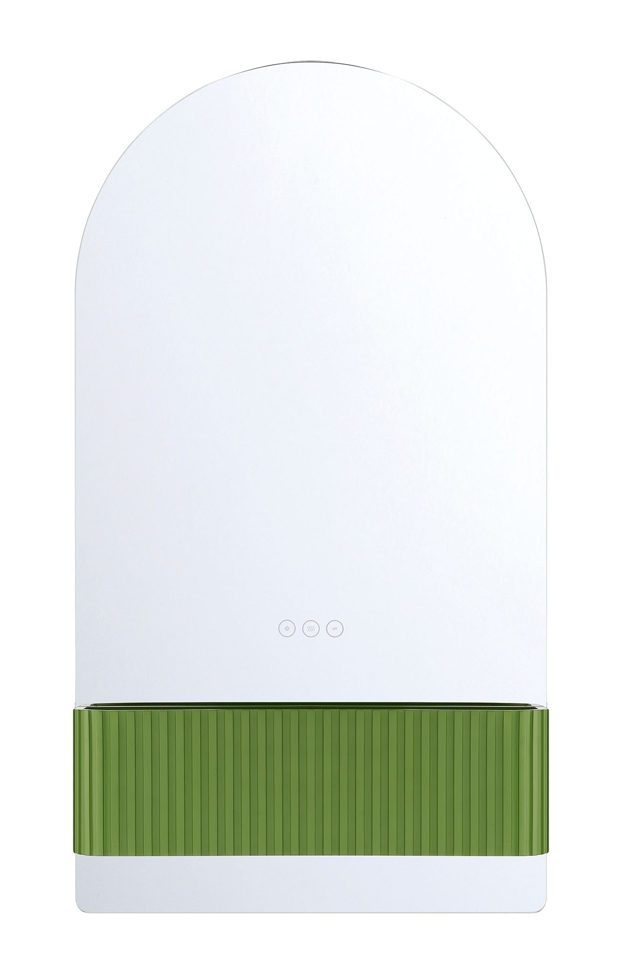 Front view of the Erabel 20 by 36-inch illuminated arched mirror in Tendril Green