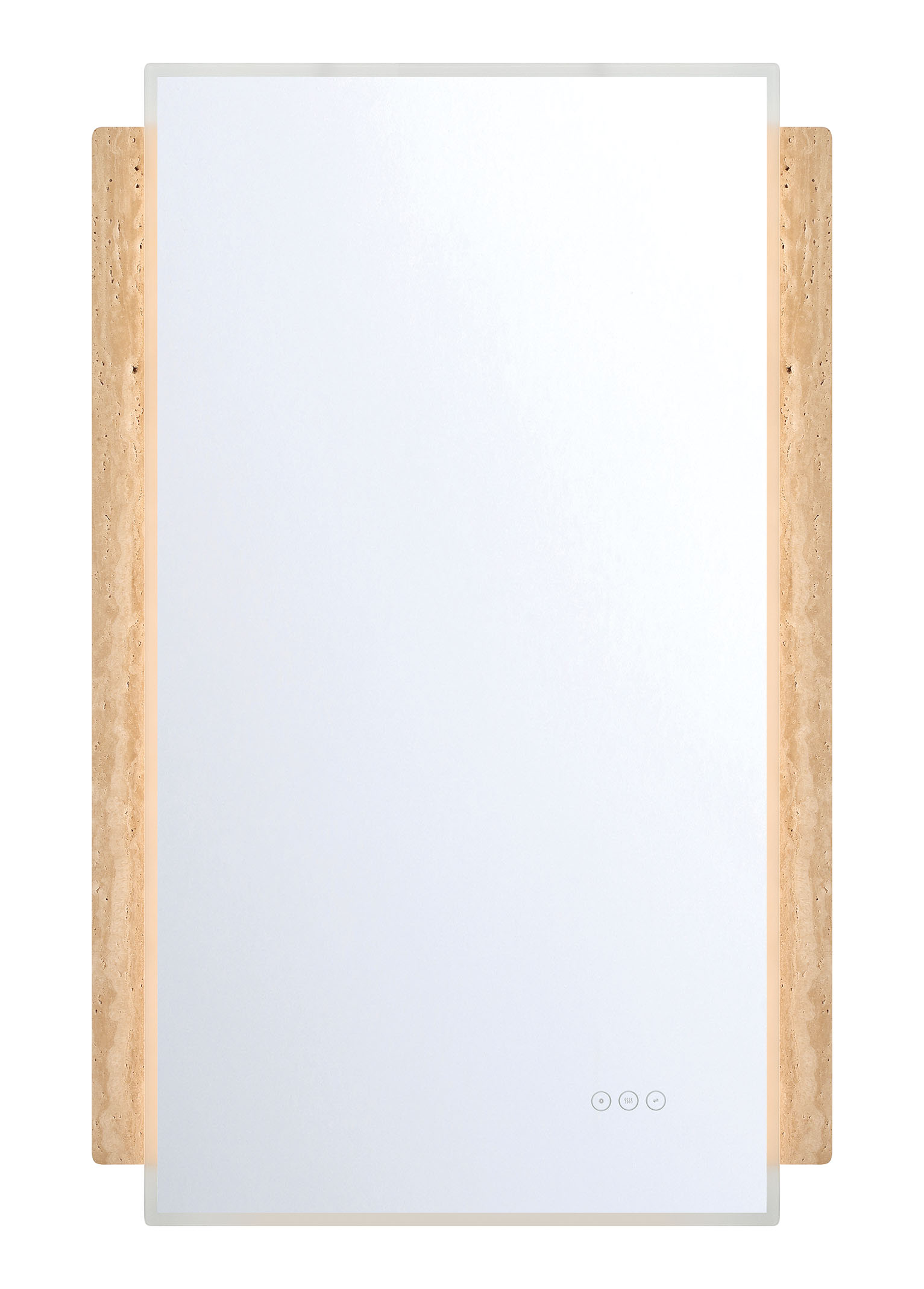 Sadona 27 by 42-inch rectangular LED mirror in a warm Travertine finish